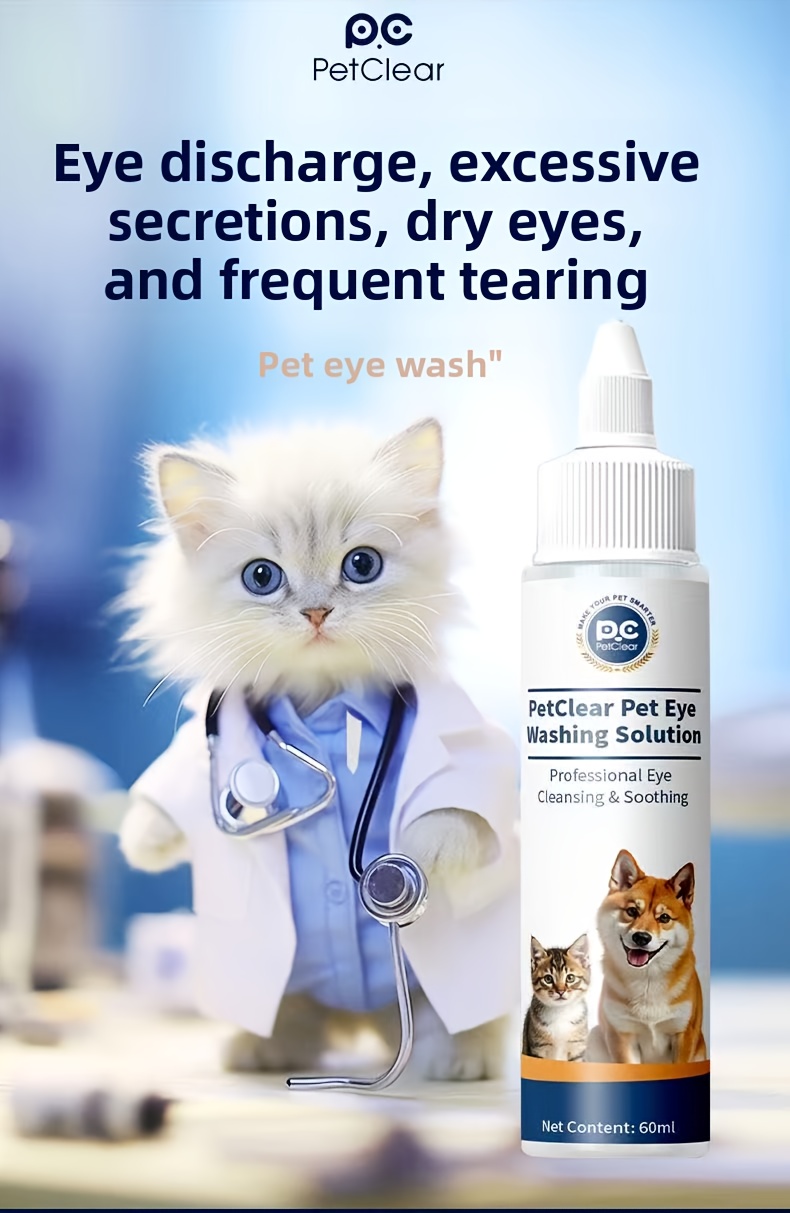 PETCLEAR Pet Eye Wash Solution Is a Professional Eye Cleaning Pet Care Product That Gently and Effectively Cleans Pets' Eyes, Helping to Remove Eye Secretions, Dust, and More. The Bottle Measures Approximately 13cm/5.12inch in Height and 7cm/2.76inch