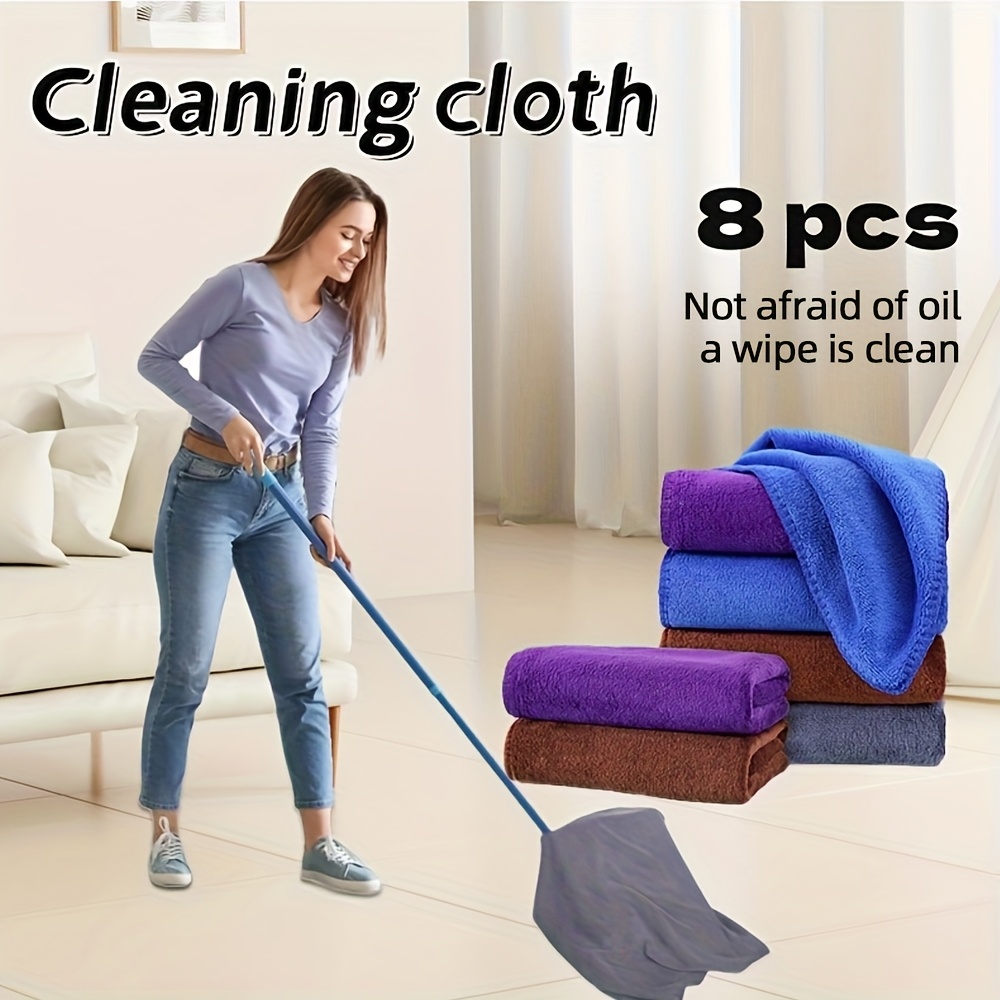 

Set Of 8 Reusable Kitchen Cleaning Towels, Absorbent And Quick-drying Microfiber Cloths For Cleaning Floors, Suitable For Hanging Knives, Mops, And Windows.