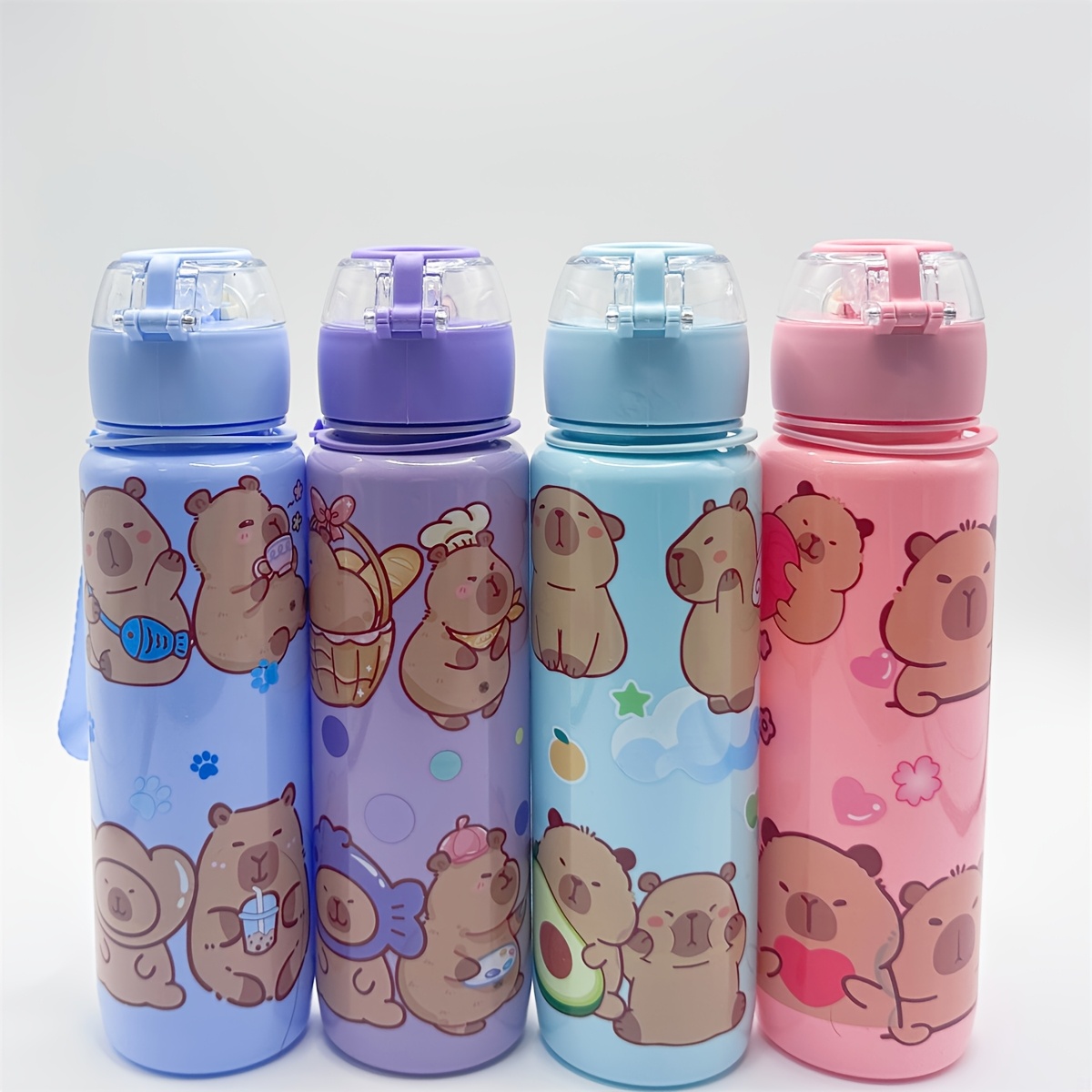 

Visually Appealing Bear 700ml Water Bottle With Stickers & Carry Strap - Portable, Leak-proof Plastic Cup For Outdoor Activities, Sports & Fitness - Bpa-free