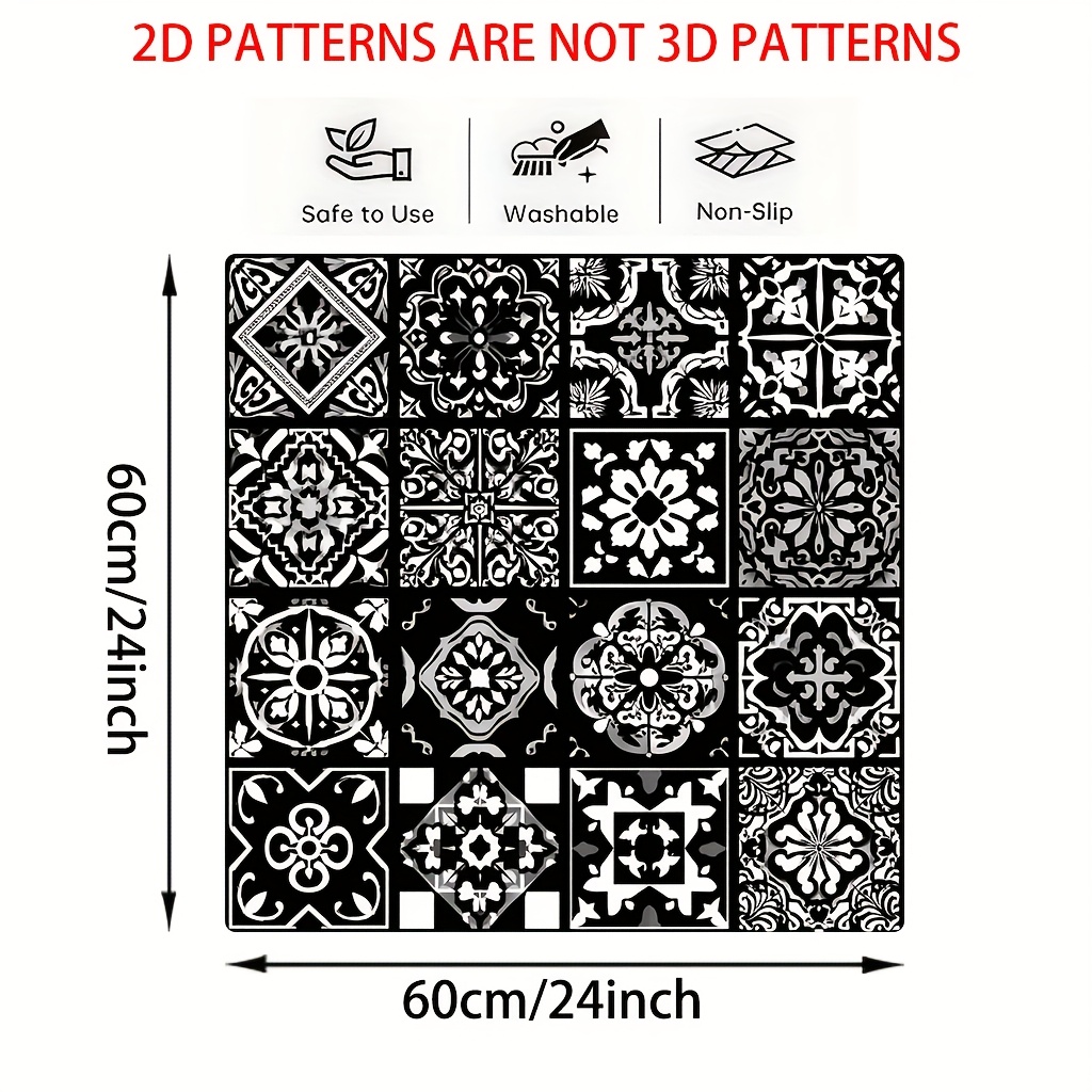 TEMU 1pc A 2d Flat Printed Protective Pad For Washing Machine Tops, Featuring A Black And White . This Durable Utility Pad Is Ideal For Laundry Rooms