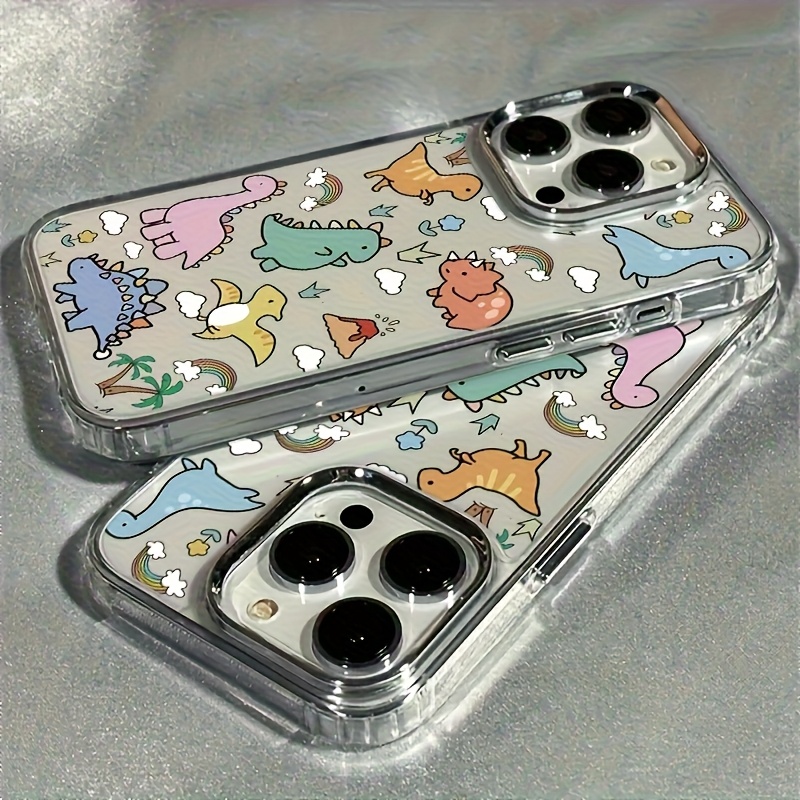 TEMU Phone Case: Cartoon Cute Little Dinosaur Soft Phone Case With Metal Large Hole Design, Particle Heat Dissipation, And Premium Silicone Material.