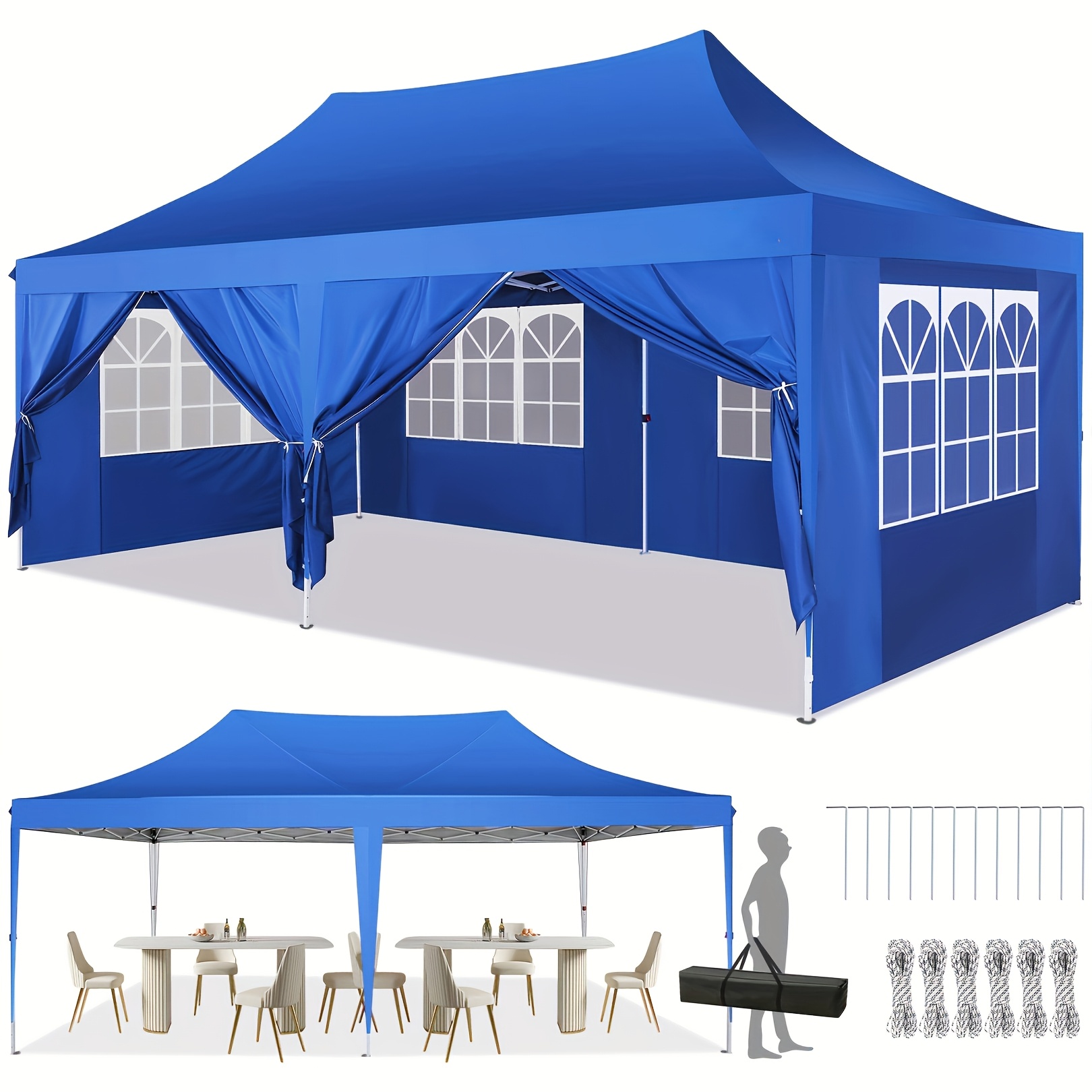 3x6m Pop-up Šotor, Baldahin z Odstranljivimi Stranskimi Stenami, Komercialni Prenosni Zunanji Šotor s za Nošenje, UV-odporen Party Šotor,
