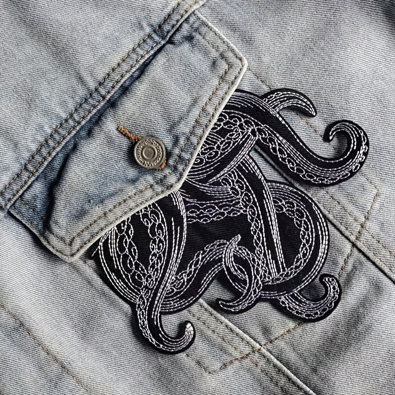 1pc Tentacle-shaped Embroidered Hot Melt Adhesive Patch, Decoration Fabric Patch Accessory