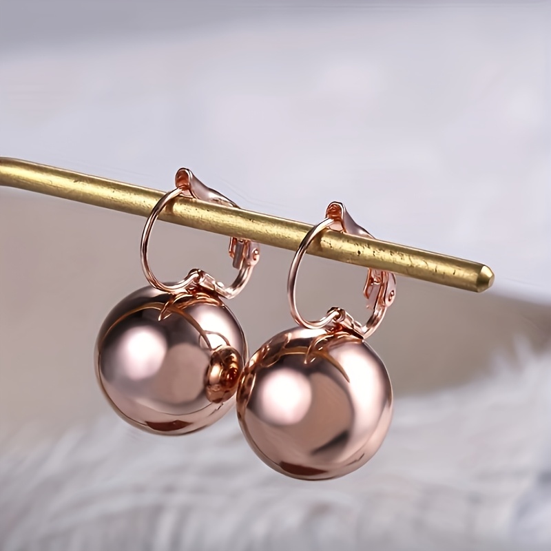Copper Geometric Spherical Earrings Metallic Finish
