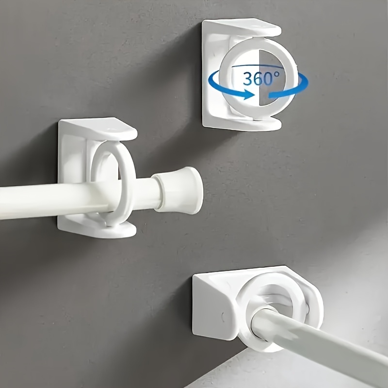 

2 360° Rotatable -adhesive Curtain Rod - Plastic , No-drill Installation For