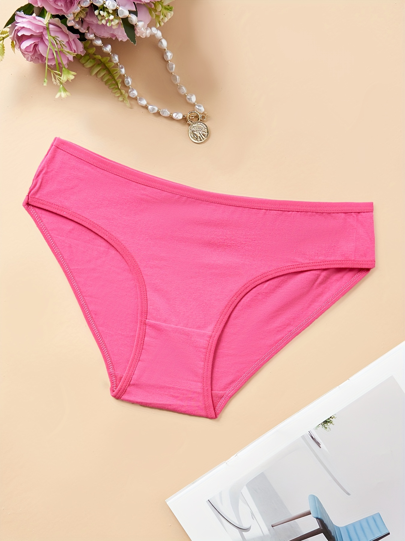 Simple Solid Hipster Panties Comfy Breathable Stretchy - Temu