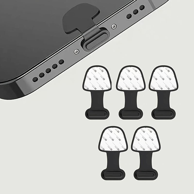 TEMU Juego de 5 tapones antipérdida para polvo de teléfono móvil, para la protección contra el polvo de carga de la interfaz Tipo-C, ajuste ,