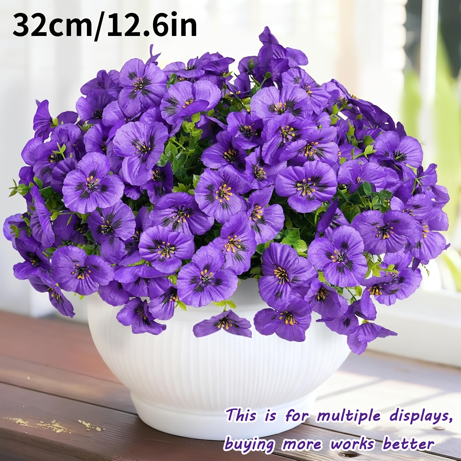 Image of 30pcs Outdoor Artificial Flower Bundles, Uv-resistant Fake Pansies, Spring Summer Decorate Faux Flowers, Outdoor Planters Home Garden, Hotel, Wedding Decor, Office Courtyard Front (purple)