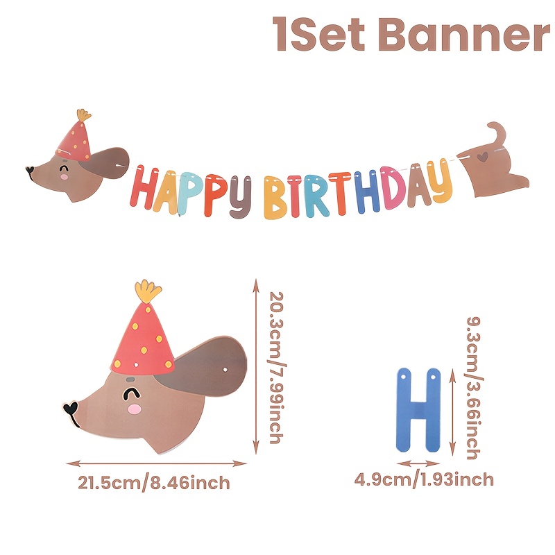 1 Set Dachshund Dog Birthday Banner - Cute Sausage Dog Hanging Flag With "happy Birthday" Text, Puppy Paper Party Decorations For Showers,, Dachshund-themed Parties (for Entrance/room Decorations)