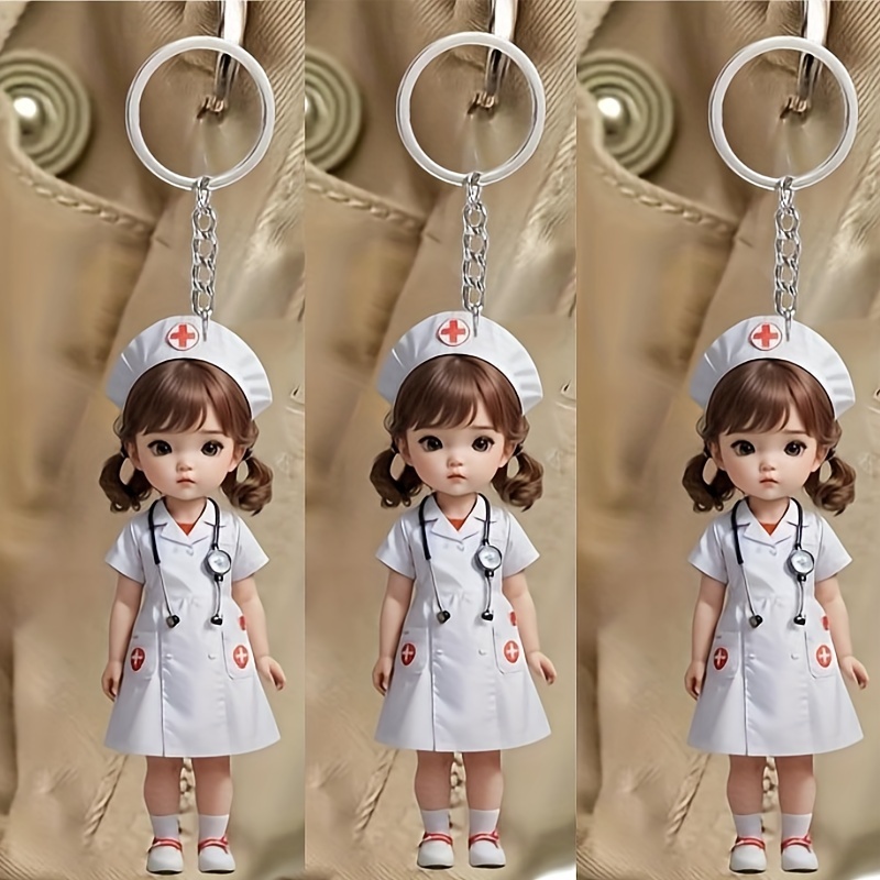 

Acrylic Nurse Keychain, Cute Waterproof Scratch-resistant Chemical Solvent-proof, , With No Burrs, For Ideal Christmas Or Halloween Gift