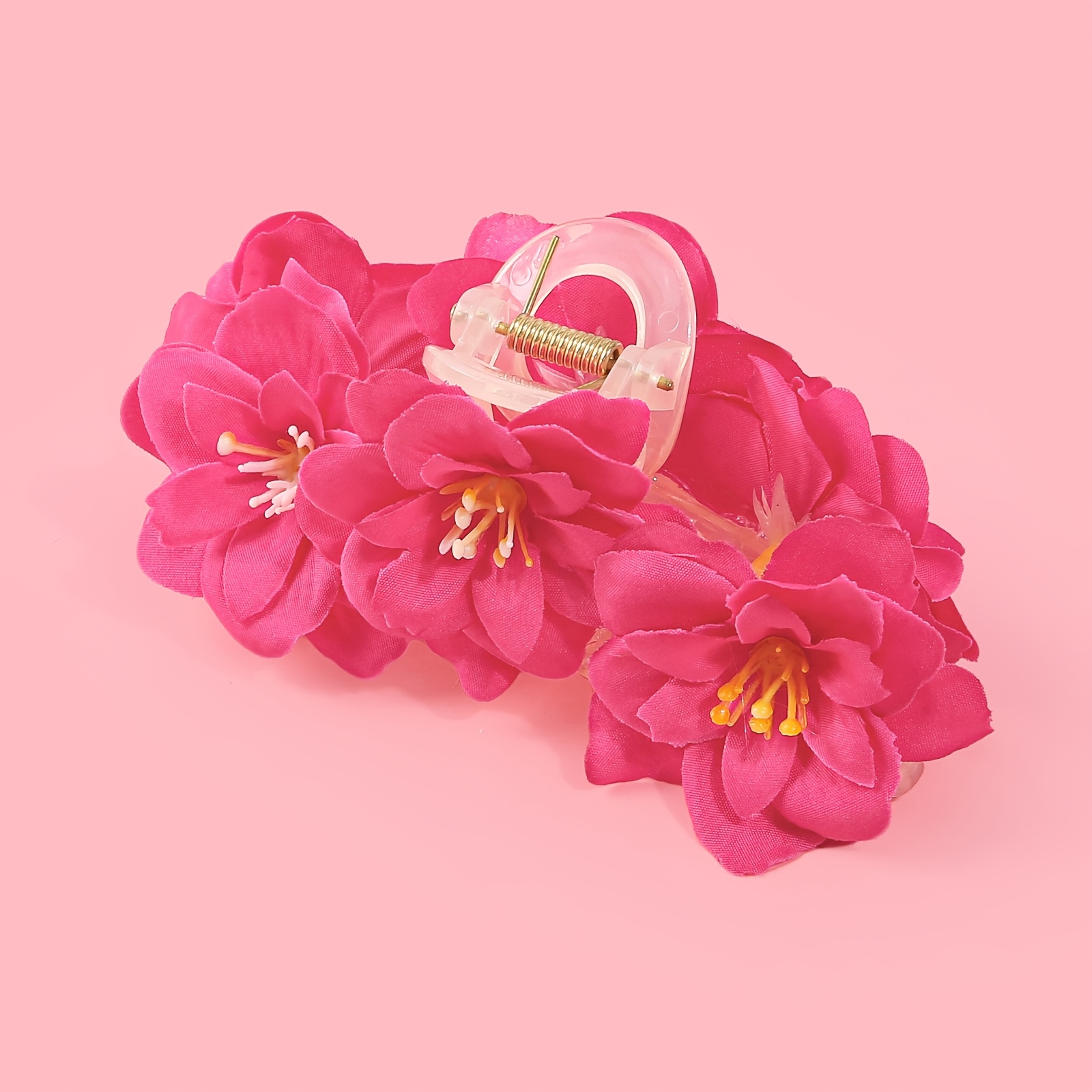TEMU 1pc Artificial Flower Hair Claw Clip For Women, Back Of Head Hair Claw, Beach Vacation Hair Clip, Elegant Floral Hair Claw, Hair Accessory