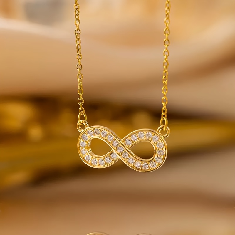 Image of 1pc Simple And - Symbol Cubic Synthetic Zirconia Delicate Necklace, Suitable For Women' Dating And Commuting Wear, A Birthday Gift For , Fashion Jewelry Accessory