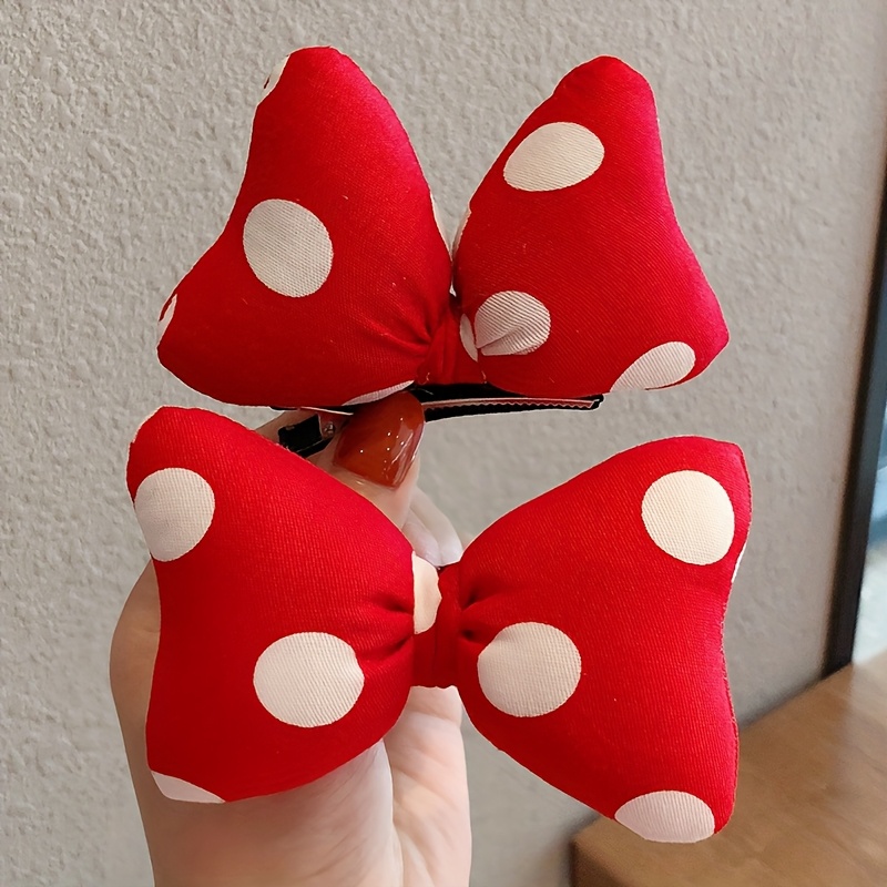 TEMU 2 Polka Dot Bow Headband Clip Set For S' Fashionable And Simple Hair Accessories
