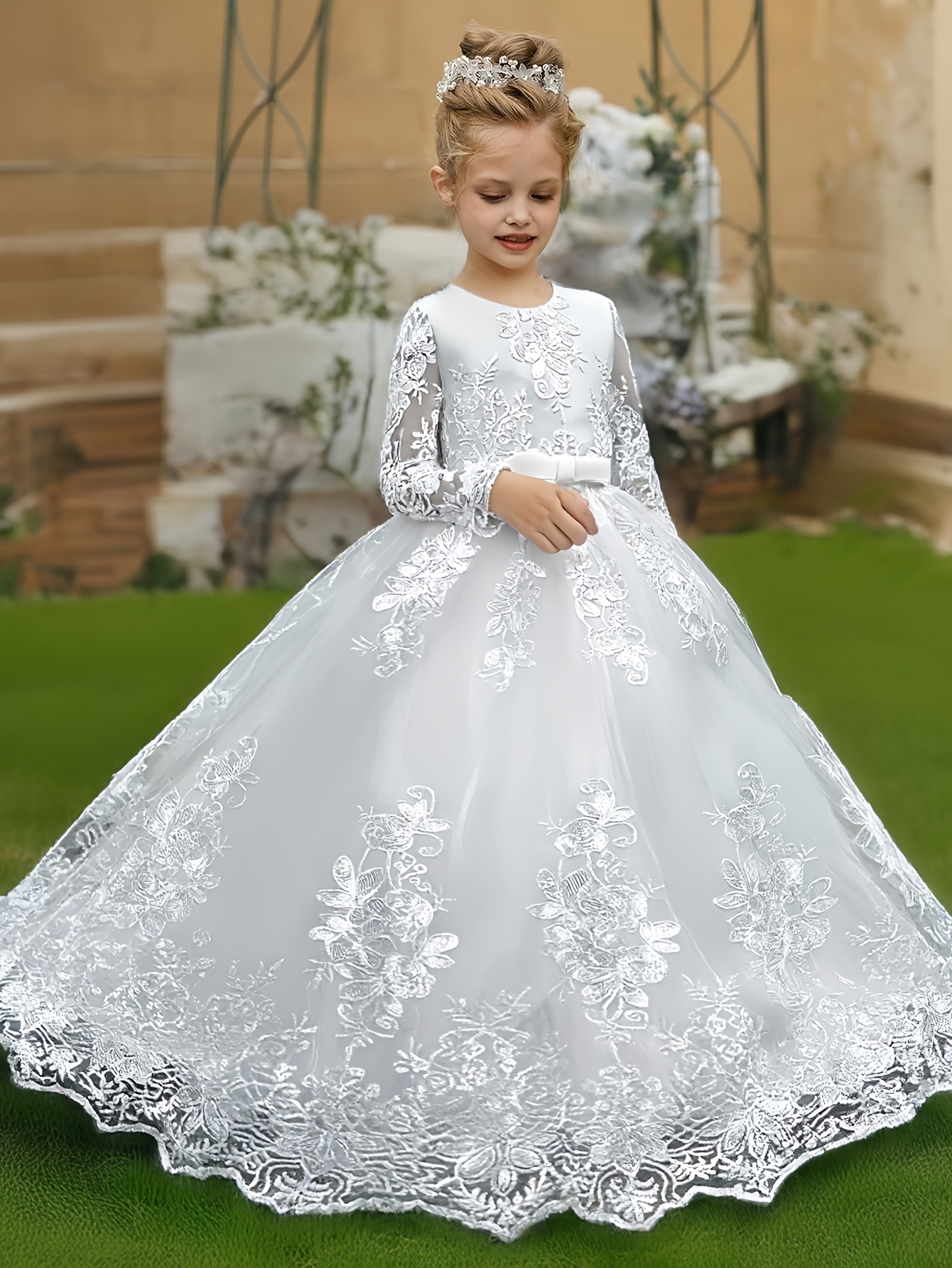 long sleeve strapless wedding dress Lace main image 1