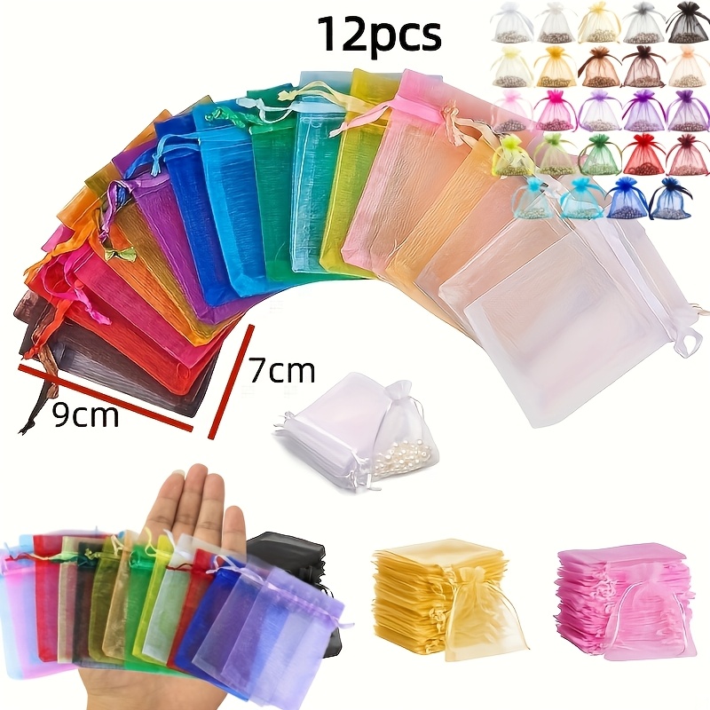 TEMU Regalo para Ella/Él Bolsa de Organza de Color Sólido de Color Aleatorio Bolsa de Dulces para Empaquetado de Joyas, Navidad, Halloween