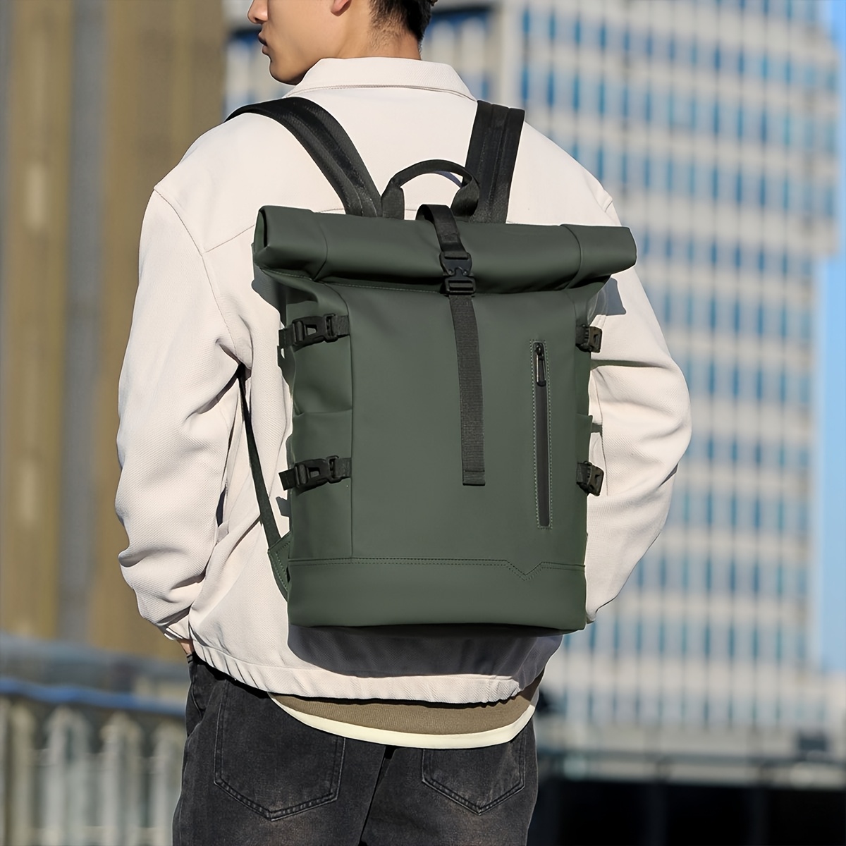 Roll-top Backpack 2025 New Style Women's Backpack, Fashionable and Trendy, Large-capacity Travel Backpack, Commuting Computer Bag for Men