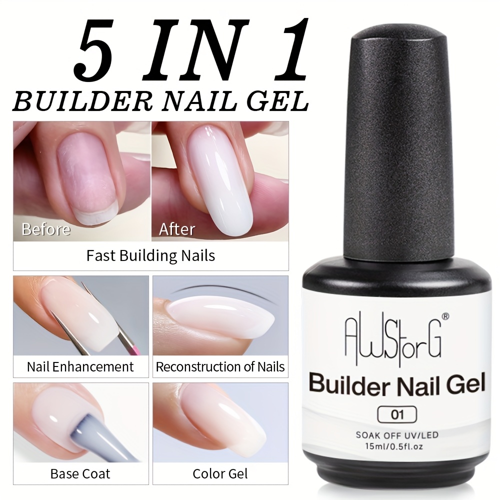 Awstorg 15ml Quick Builder Nail Gel For Nail Extension Gel Jelly White Acrylic Gel Diy