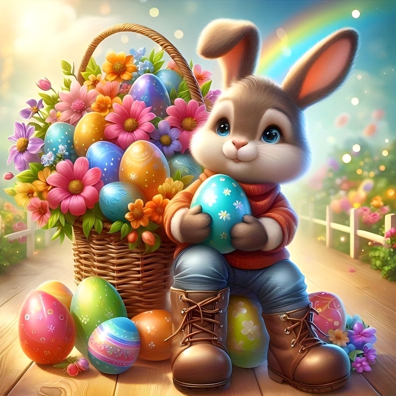 

Easter Bunny & Egg 5d Diy Kit - Drill, Canvas Art For Living Room, Bedroom, Study Decor - Gift