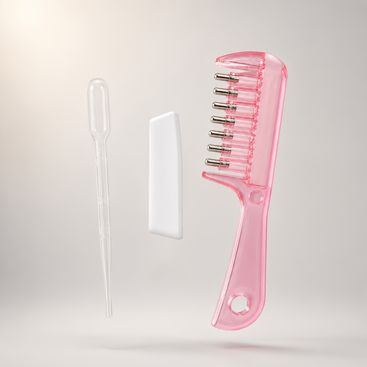 TEMU Peigne distributeur de liquide transparent 1 pièce, brosse applicatrice rechargeable pour cuir avec dents de en métal, peigne à distribution