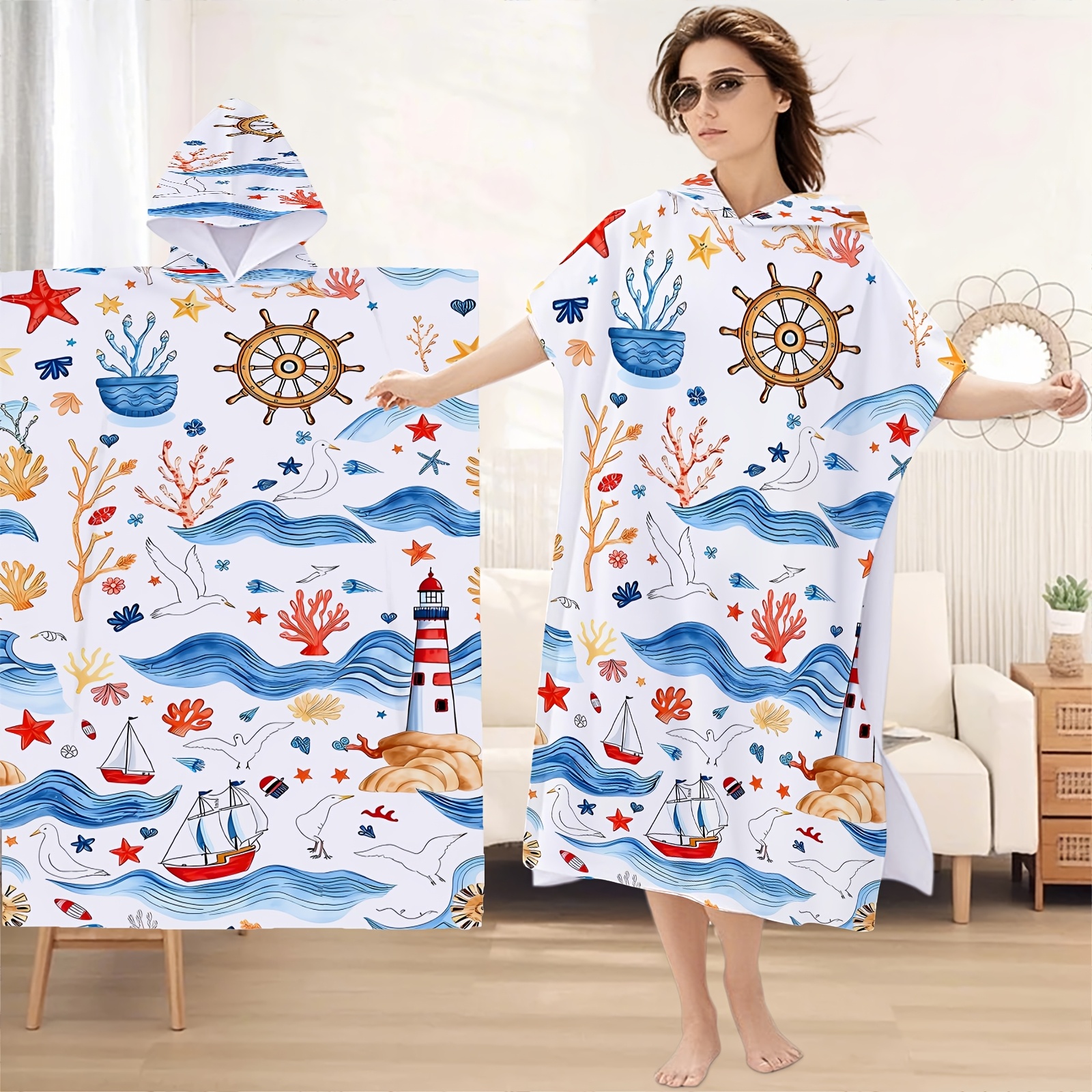 informal beach wedding summer wedding dresses 2019 Adult Sand Free Hooded Towel main image 1