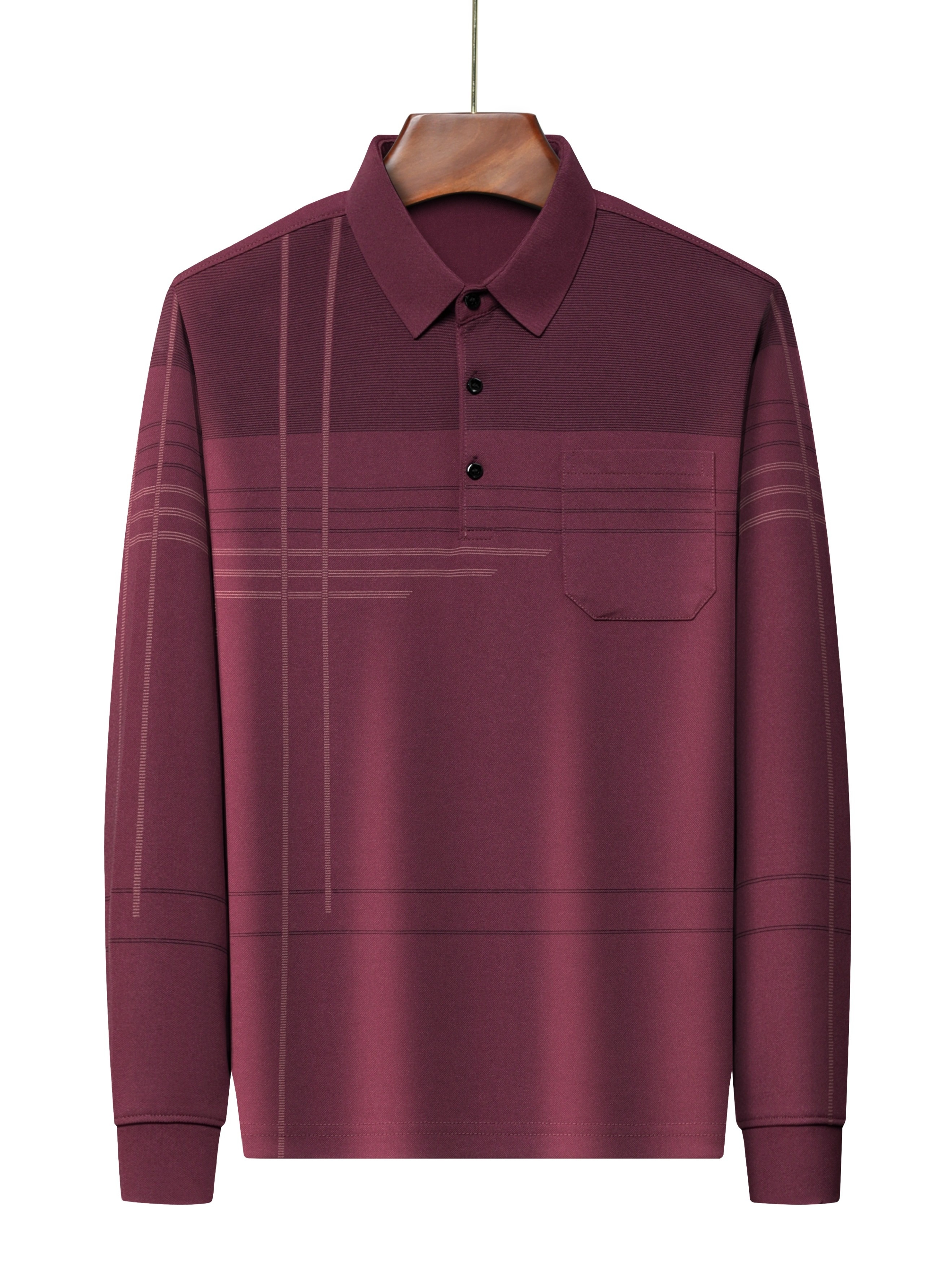 chemise à rayures vintage pour homme avec poche - respirante, manches longues, détail bouton pour le golf & activités air Détails du produit 34