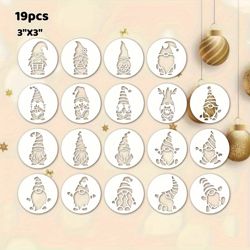 

19pcs Santa Stencils, Reusable Merry Christmas Stencil, Template For Painting Spraying Window Door Car Body Wood Journaling Christmas Card Craft Decoration