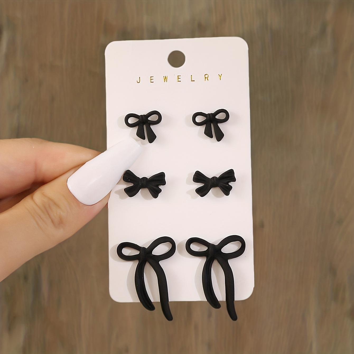 Image of 3-pair Vintage Gothic Style Black Bow-shaped Stud Earrings Set For Women, Suitable For Daily And Party Outfits, Versatile Wear