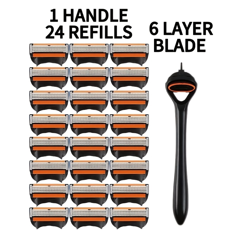 TEMU Afeitadora de seguridad de 6 capas para hombre, juego de afeitadora manual para hombre, para barba y recorte de barba - Fácil de usar y limpiar,