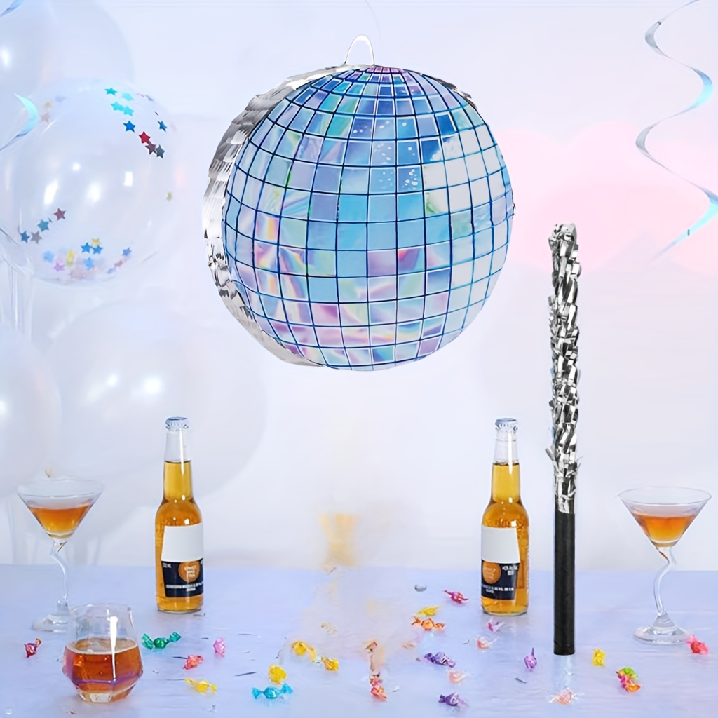 4pcs Disco Ball Shaped Pinata Set with Bat and Confetti