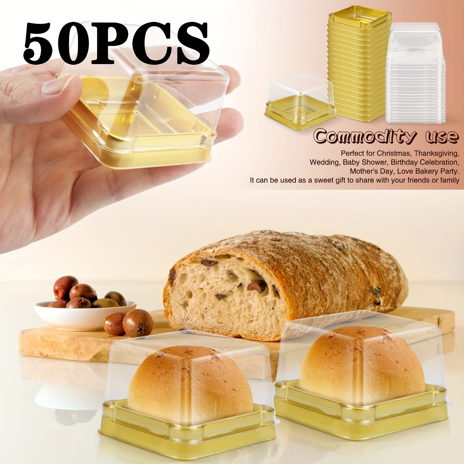 

50-piece Mini Cupcake Containers - Clear Plastic, Reusable Dessert Boxes With Lids For Weddings & Birthdays