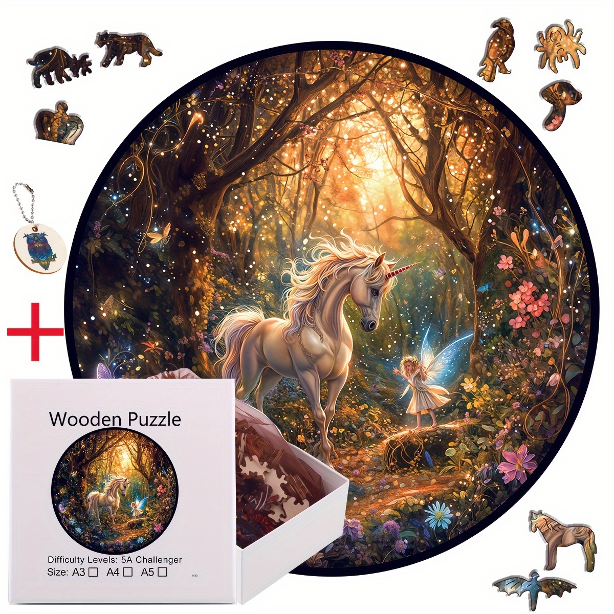 

Diy Adult Puzzle: Family Interactive Game, 11 Inches Diameter, Wooden Pieces, Set