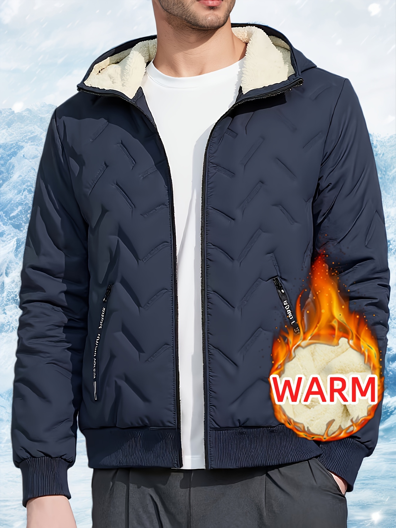 Heren Winter Warme Casual Fashion Jas | Met Capuchon, Niet-Rekbaar, Effen Kleur met Zakken, Losse Pasvorm, Gevuld met Vezel