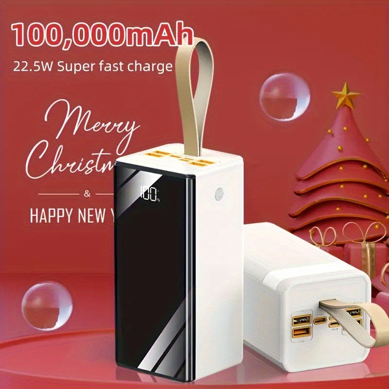 100000/80000/50000mah Large Capacity Power Bank, Camping Light/ Display, Fast Usb Charging, Suitable For Iphone, Devices Outdoor Camping Battery Pack, Christmas Gift, Gift For