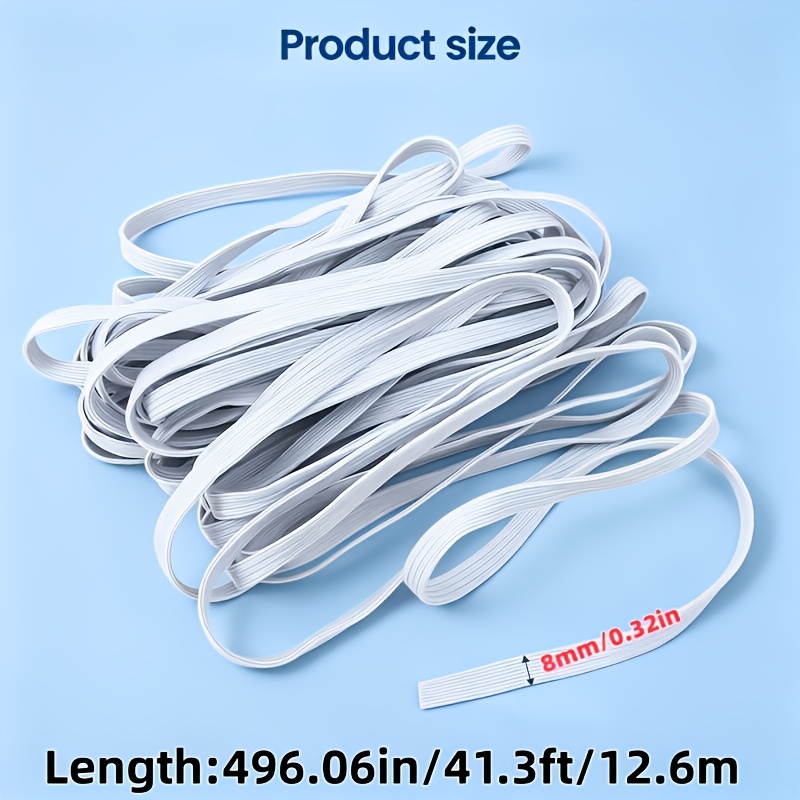 TEMU 12.6 Meters ( Roll) White Spandex Elastic Band - High-stretch Knit Tape Suitable For Clothing Sewing, Waistbands, Diy Crafts, Garment & Apparel