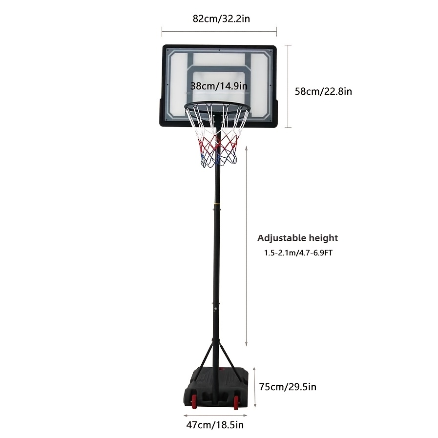 TEMU Portable Basketball Hoop Outdoor, Adjustable Basketball Hoop For And Adults In Outdoor/indoor, Movable Household Silent Basketball Hoop Shooting