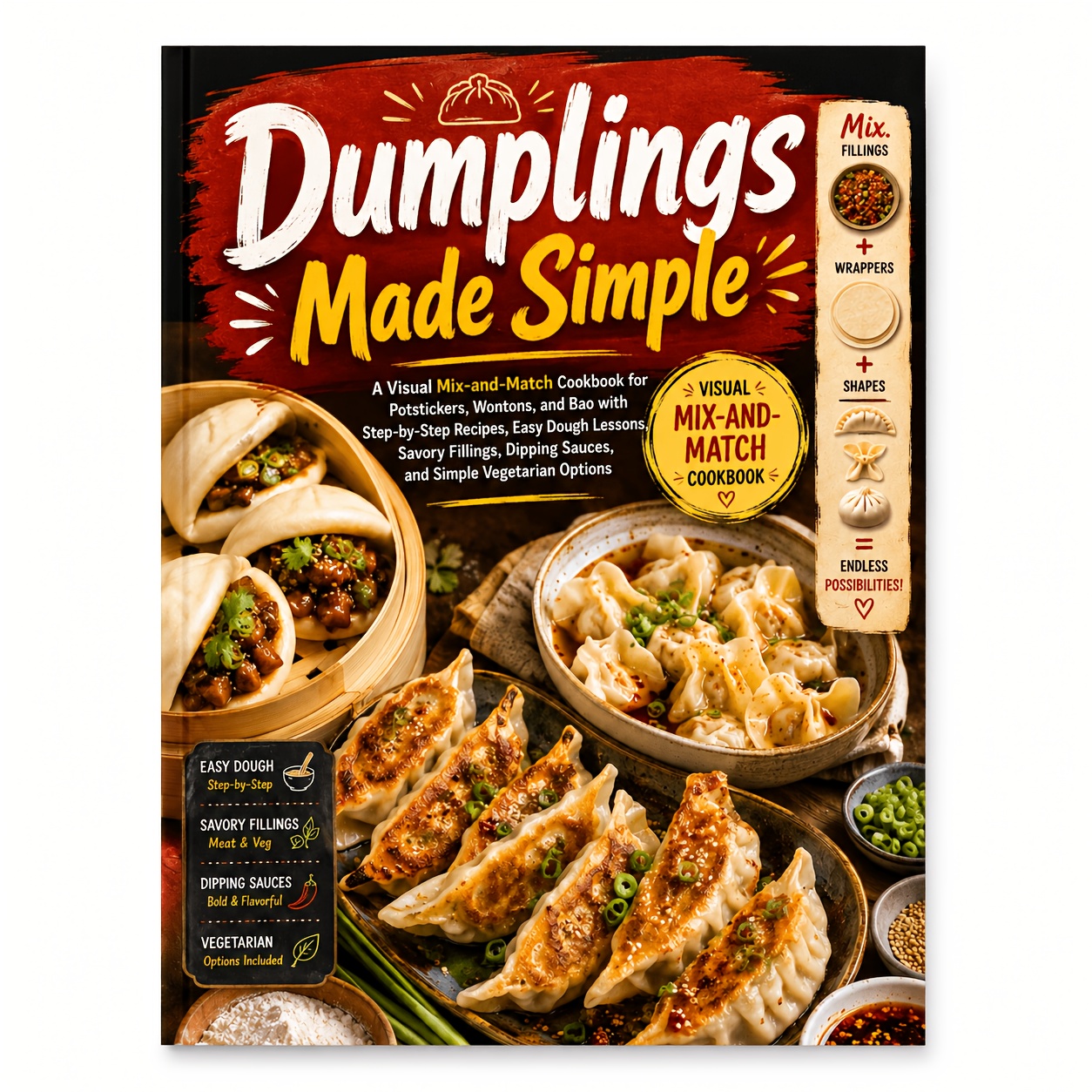 TEMU Dumplings Made Easy: A Visual Mix-and-match Cookbook For Potstickers, Wontons, And Bao With Step-by-step Recipes, Easy Dough Lessons, Savory