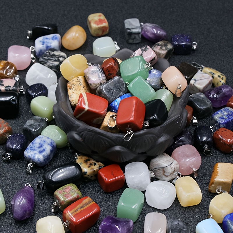 10pc Natural Stone Pendants Set, Irregular Shapes for DIY