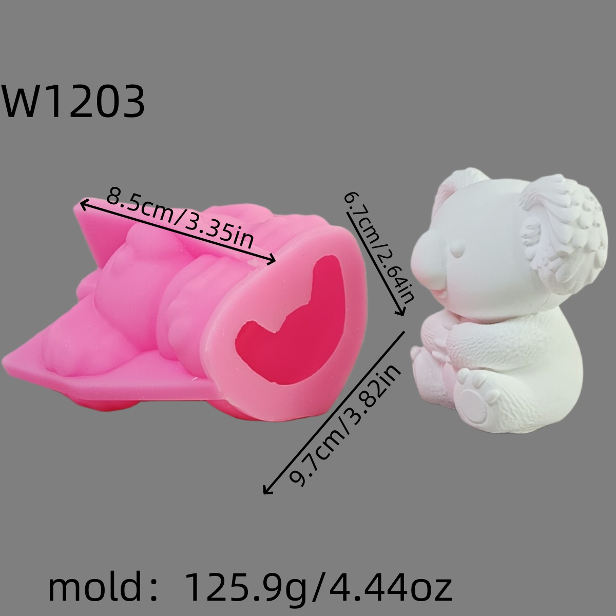 Image of Silicone Resin Mold For A Sitting Koala, Candle Silicone Mold, Plaster Ornament Silicone Mold, Silicone Molds For Home Decor, Epoxy Resin Mold 125.9 W1203