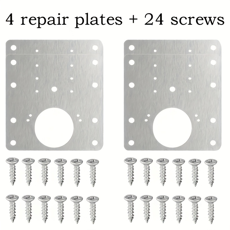 E-shop 28-teiliges Set (inklusive Schrauben + Reparaturplatte), polierte Edelstahl Schrank Scharnier Reparaturplatte - Verstärkungsartefakt, inklusive
