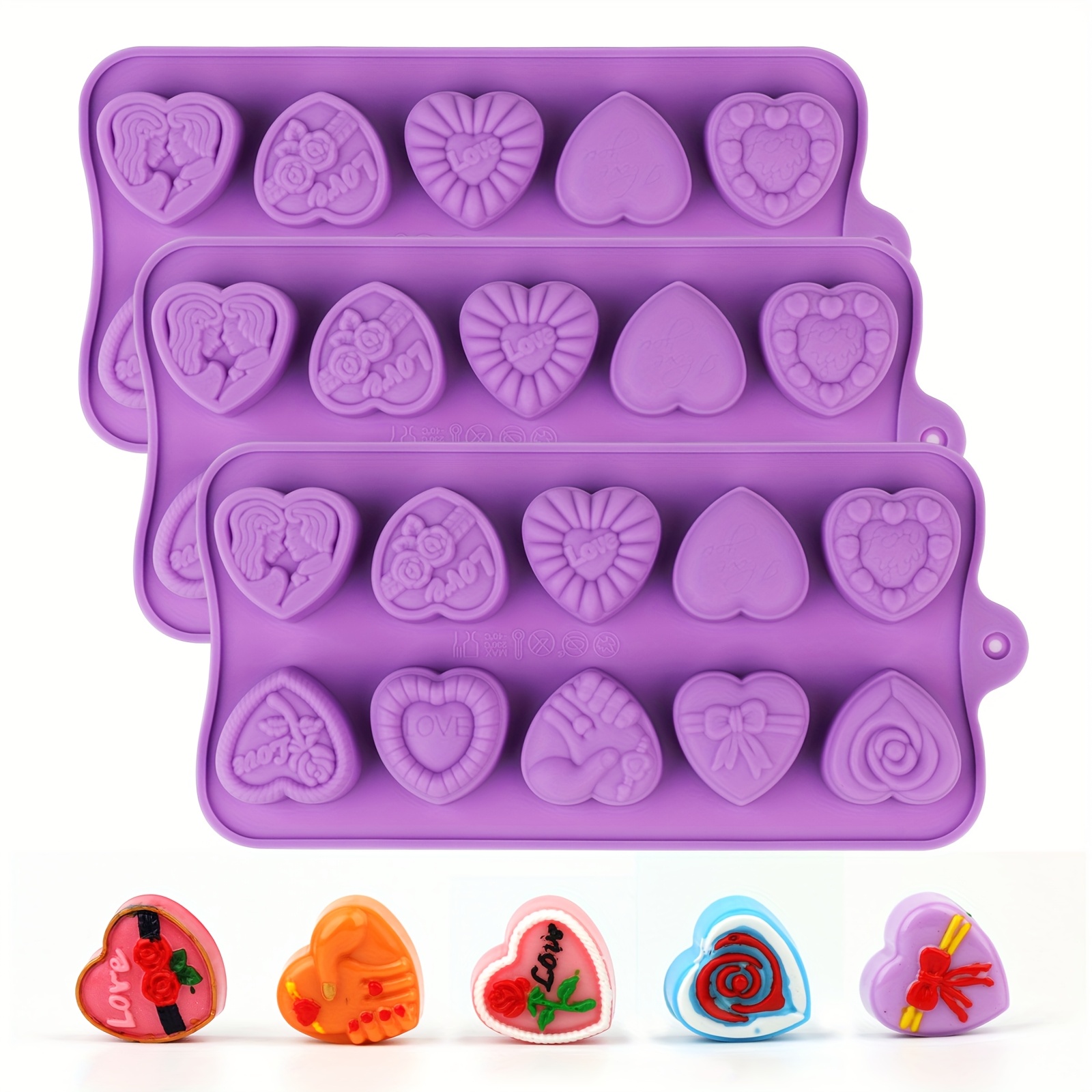 TEMU Silicone Heart-shaped Molds For Chocolates And Candies, Suitable For Making Chocolates, Candies, Candles, Soaps, And Resins - Versatile Craft