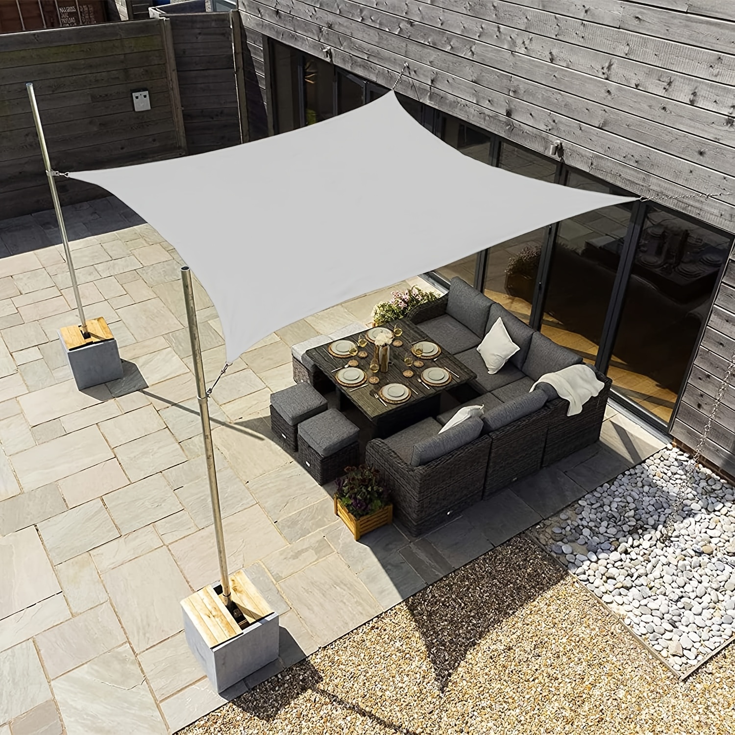 [Rectangular Sun Sail] 1pc Heavy-Duty Rectangular Sun Sail for Outdoor Patio, Garden - UV Protection, Easy Installation, Large Coverage, Modern Design
