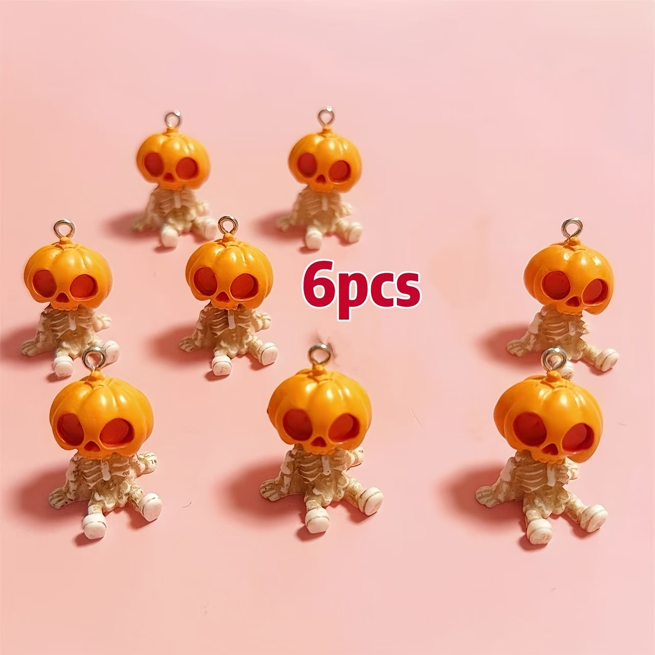 TEMU 6pcs Halloween Resin Pumpkin, Suitable For Making, Perfect Accessories For Earrings, Necklaces, Bags, Ideal For Creative Holiday Gifts, Jewelry