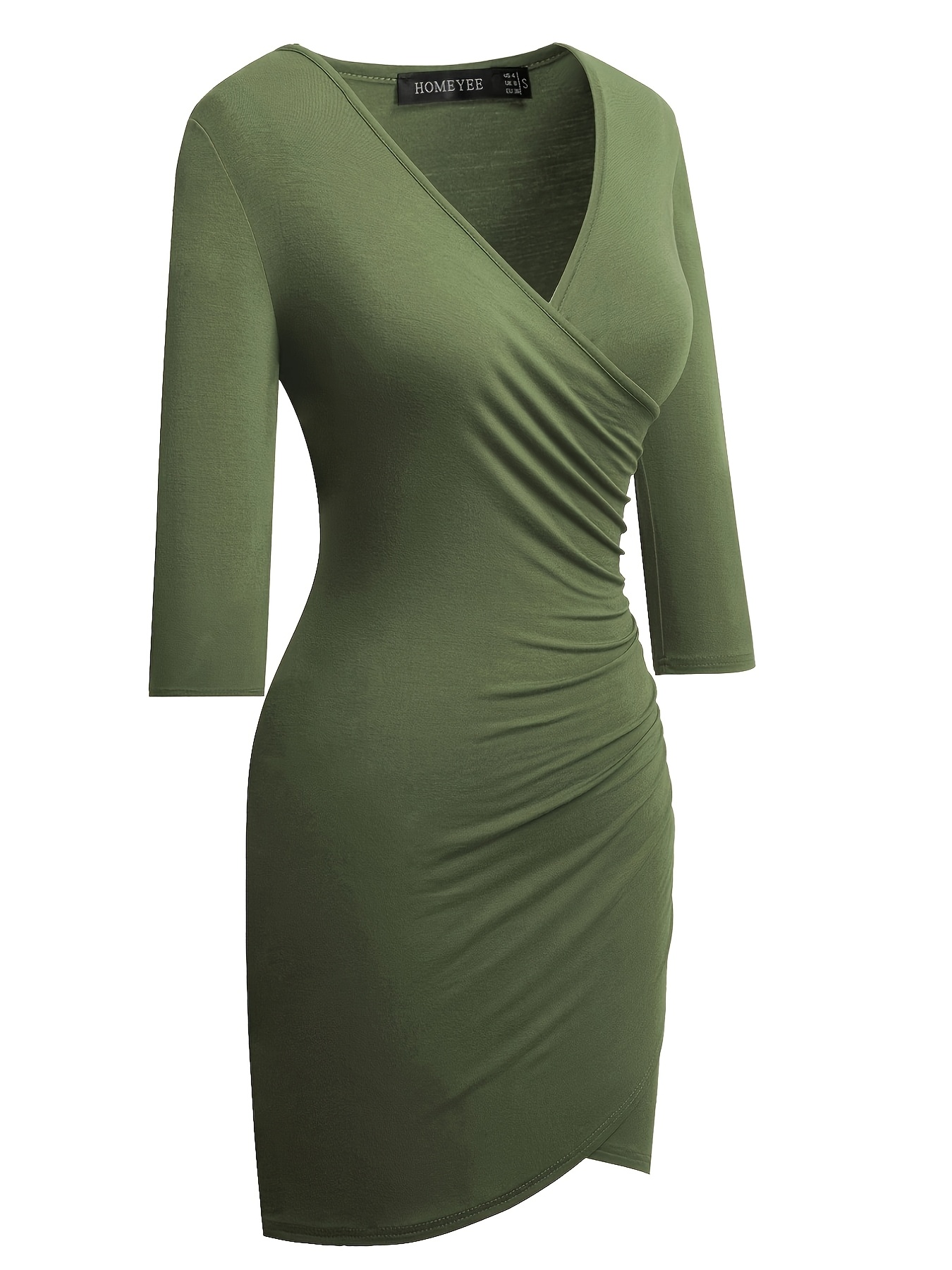2025 spring dress pleated bust fitted waist v - Temu Mexico