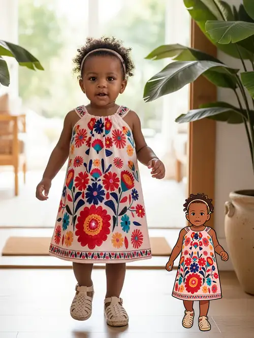 baby boho dress Little Tina Girls Boho Dress | Decorated With Sequins Vintage Dresses For Children | Bohemian Clothing