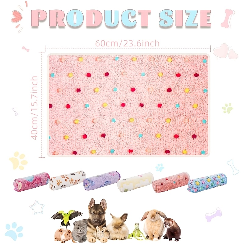 TEMU 6pcs Guinea Pig Bedding Warm Mat Washable Rat Cage Liner Bedding Accessories Soft Fleece Blankets For Rat, Rabbit, Chinchilla, Hedgehog, Ferret,