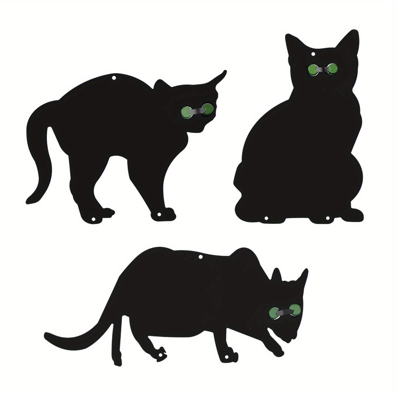 TEMU 3pcs Metal Black Cat Garden Statues With Glowing Eyes - Yard Decor, Lawn Ornaments, Sturdy Durable Metal Construction, Standing Poses (sitting &