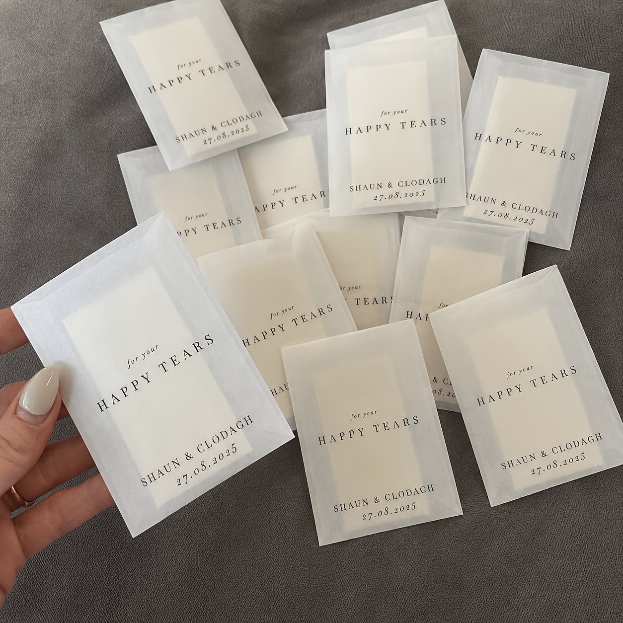 TEMU Personalized Custom Bags, Frosted Empty Wedding Tissue Pouches, 9x11cm Minimalist Favor Sleeves For Wedding Guests, Bride, Bridesmaids, Bridal