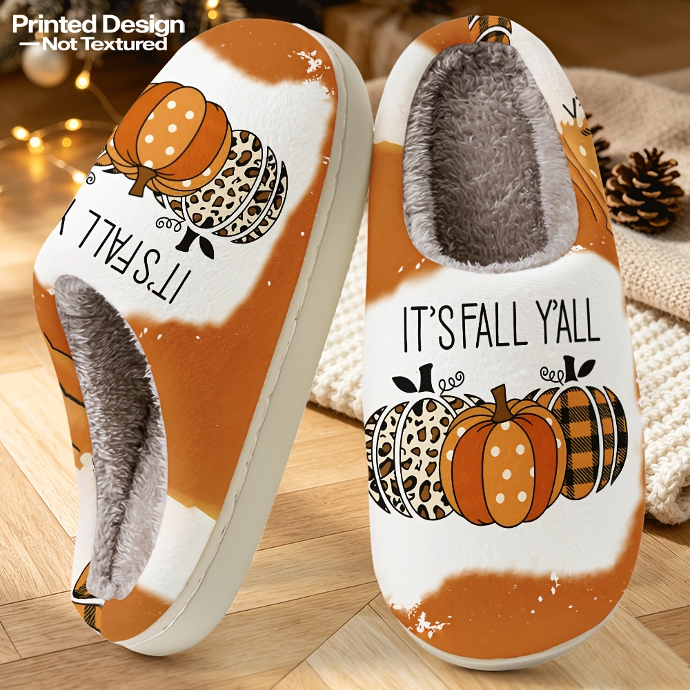 TEMU Printed Design - Non-textured Leopard Check Pumpkin Letter Print Soft Comfortable Women's Home Slippers Unisex Same Style Versatile Daily
