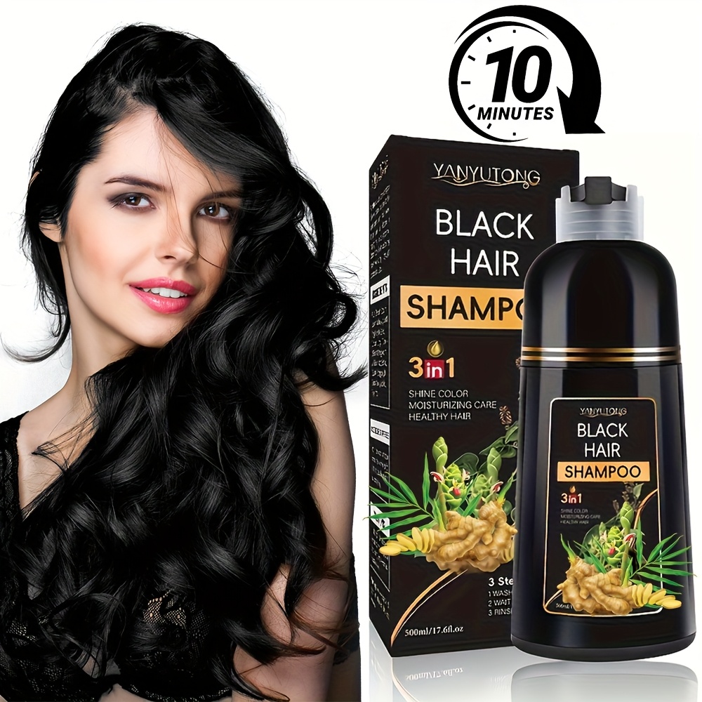 Shampoing Teinture 3 En 1 Instantané Pour Cheveux Et Barbe – 500ml, Couleur Noir Intense