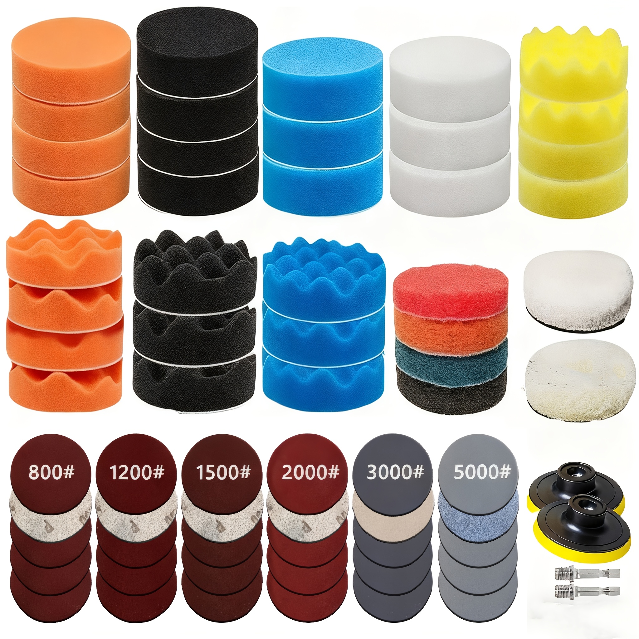 Image of 41/47/68pcs Headlight Repair Restoration Kit Car Polishing Disc 3inch 75mm Auto Waxing Sponge Sanding Pad With Sandpaper For Car Detailing
